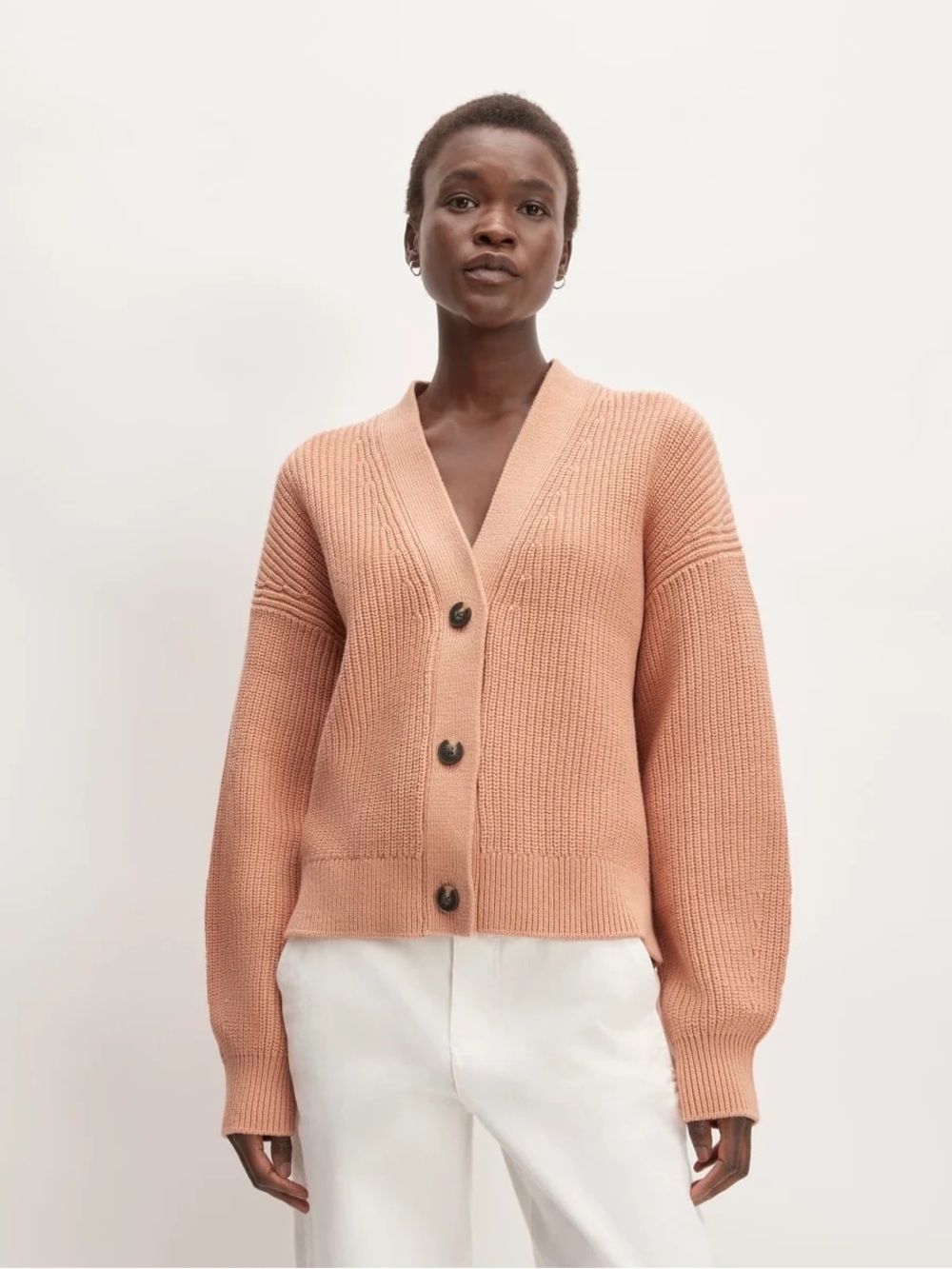 Everlane The Boxy Cardigan in Everyday Cotton – Blush